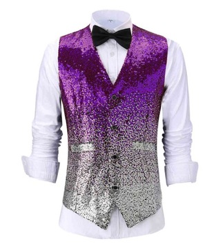 New Fashion Men's Vest Changing Color Shiny Sequin