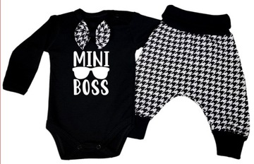 Mini BOSS zestaw body z muchą + spodnie 74