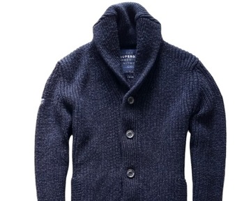 SUPERDRY PREMIUM M61003KPF1 KARDIGAN JACOB Wełniany Męski Sweter L