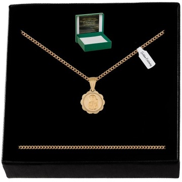 ZŁOTY ŁAŃCUSZEK PANCERKA + MEDALIK MATKA BOSKA 925/585 + GRAWER GRATIS 55CM