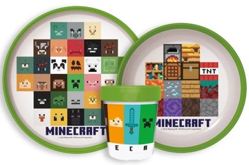 MINECRAFT ZESTAW NACZYŃ DZIECIĘCY ANTYPOŚLIZGOWY 3 ELEMENTY TALERZ MISKA KU