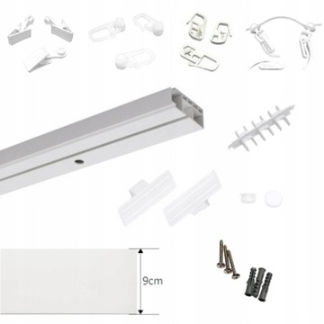 Потолочный карниз с чехлом 9 см. Карниз потолочный одинарный с чехлом 120