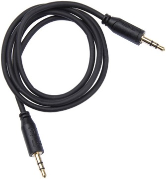 Kabel Mini JACK 3,5mm M/M Slim Soft Flexible Gold Czarny 0,75m. HAMA
