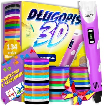 DŁUGOPIS 3D DRUKARKA 3D PEN 3 GENERACJA 134 METRY WKŁADU KOLOROWEGO 2023 XL