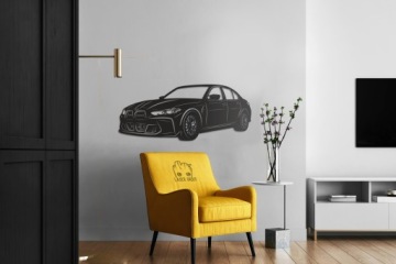 3D деревянная картина BMW M3 Настенное украшение Подарочный светодиодный ночник XL