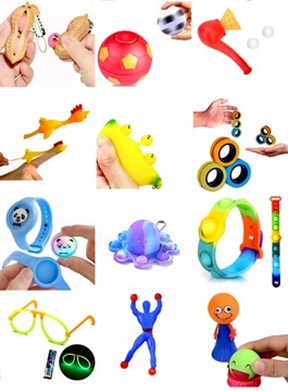 ZESTAW FIDGET TOYS POP IT GNIOTKI ORBEEZ SLIME gry