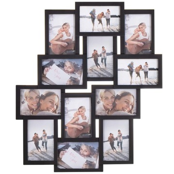 НАБОР ФОТОРАМОК ЧЕРНЫЕ МУЛЬТИРАМКИ 12 шт. ФОТОГАЛЕРЕЯ 59х50,5см