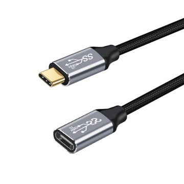 Kabel Przedłużka USB C 100W 4K 1m 10Gb/s Oplot
