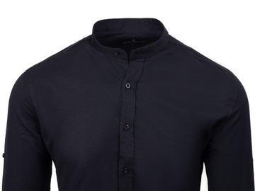 РУБАШКА МУЖСКАЯ, ЧЕРНАЯ ВОРОТНИК-СТОЙКА, РАЗМЕР SLIM STRUCTURE - 5XL