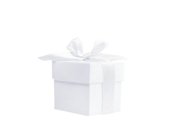 Pudełeczka na upominki PartyDeco 5,2x5,2x5,2cm białe z kokardką 10 sztuk
