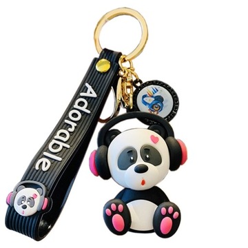 BRELOK Z PRZYWIESZKĄ DO KLUCZY - SŁODKA PANDA ZE SŁUCHAWKAMI