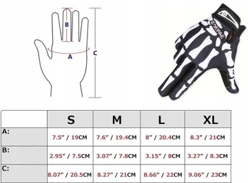 ВЕЛОСИПЕДНЫЕ ПЕРЧАТКИ СКЕЛЕТНЫЕ ВЕЛОСИПЕДНЫЕ ПЕРЧАТКИ, ПРОТИВОСКОЛЬЗЯЩИЕ, РАЗМЕР L