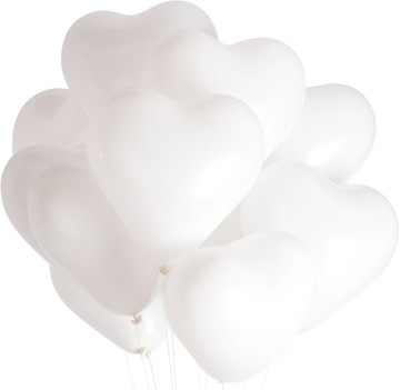 Balony pastelowe SERCA białe ślub chrzest urodziny serduszka DUŻE 10szt