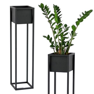 Kwietnik Metalowy Stojący Stojak na kwiaty czarny 90cm skrzynka LOFT