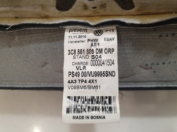 PASSAT CC B7 2011 PODPORA SEDADLA PASAŽÉR ALCANTARA