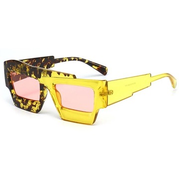 Modne nieregularne kwadratowe okulary przeciwsłoneczne damskie Retro Trendy