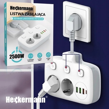 УДЛИНИТЕЛЬ ПИТАНИЯ С ПЕРЕКЛЮЧАТЕЛЯМИ USB 3.0 БЫСТРОЙ ЗАРЯДКИ