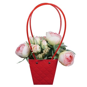 Pikowana czerwona torebka na kwiaty kwiatowa 34cm prezent ślub Dzień Matki
