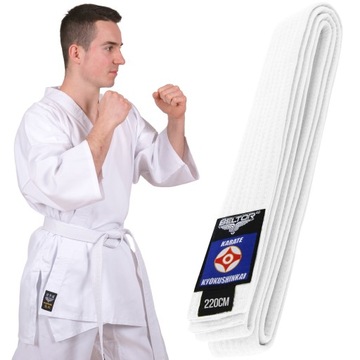 BIAŁY PAS KARATE KYOKUSHINKAI BELTOR 220 cm