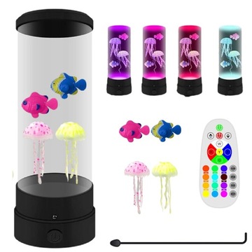 LAMPKA NOCNA JELLYFISH FISH LED LAMPKA PŁYWAJĄCE 3D MEDUZA RYBA + pilot
