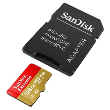 Карта памяти SanDisk microSD 128 ГБ Extreme 190/90 МБ/с ActionCam UHS-I U3