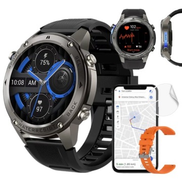 Smartwatch MĘSKI z PULSOMETR GPS MENU PL AMOLED WODOODPORNY 5ATM ROZMOWY