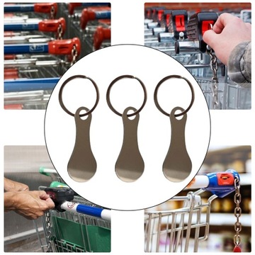 Zakupy Wózek Żetony Breloki 3 Sztuki