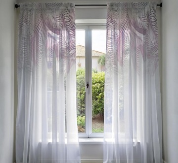 ГОТОВАЯ ШТОРА 140х250 ОКРАШЕННАЯ ВУАЛЬ С УЗОРОМ ЛЯГУШКИ 197