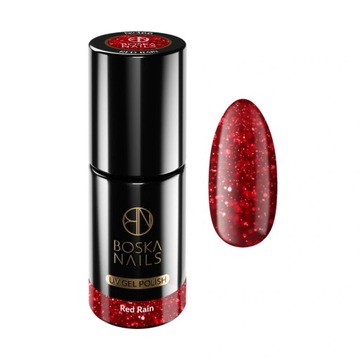LAKIER HYBRYDOWY RED RAIN BROKAT BOSKA NAILS 6 ML
