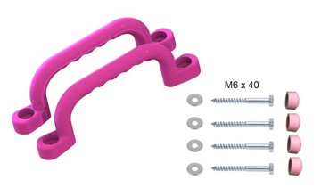 СОЛНЦЕ - РУЧКИ ДЛЯ ДЕТСКОЙ ПЛОЩАДКИ 240 мм - 2 шт. С РОЗОВЫМИ ВИНТАМИ LPK