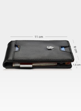 Мужской тонкий кожаный кошелек STEVENS 1,5 см с RFID-клипсой для маленьких карточек Q3