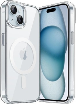 ETUI IPHONE 15 CLEAR CASE OBUDOWA MAGSAFE PREMIUM TOP JAKOŚĆ + SZKŁO 9H
