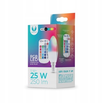 Żarówka LED E14 RGB Biały 5W + pilot DISCO LAMPA