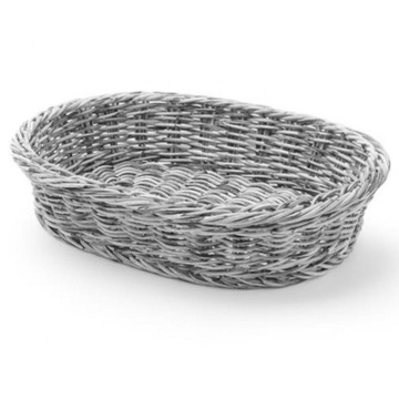 Koszyk na pieczywo owalny polipropylenowy szary 320x230x70 mm - Hendi 42664