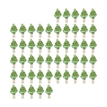 50x Świąteczne drewniane klipsy do restauracji Xmas Light Green Tree