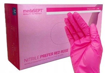 Medasept Rękawiczki nitrylowe różowe magenta bezpudrowe MOCNE M 100szt