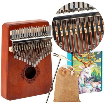 DREWNIANA KALIMBA INSTRUMENT AFRYKAŃSKI MUZYCZNY PIANINO 17 KLAWISZY + ETUI