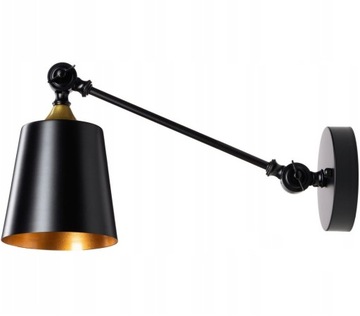 Kinkiet regulowany czarny ZŁ łamany metalowy LOFT