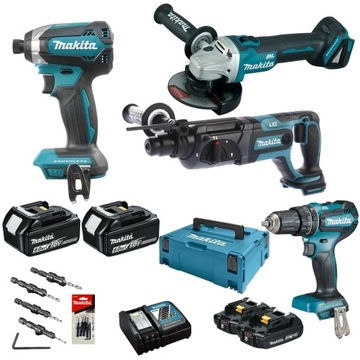 MAKITA ZESTAW COMBO 4SZT NARZĘDZI 18V 4xAKUMULATOR