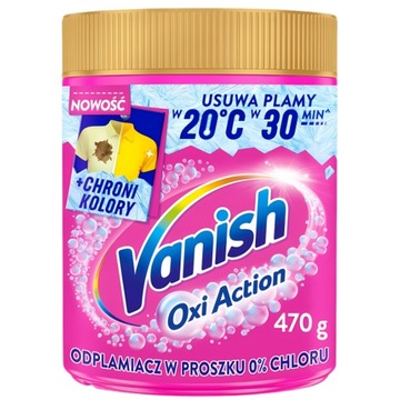 Vanish Oxi Action Pink Odplamiacz w Proszku do Kolorowych Tkanin 470G