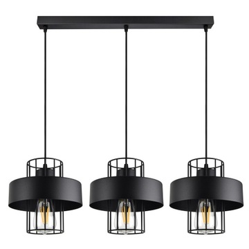 Lampa Wisząca Żyrandol Plafon Czarny Biały LOFT