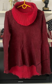 Clara Vitti Hiszpański sweterek M/L bordowy sznurkowy uroczy artystyczny