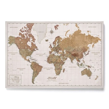 Mapa Korkowa Świata w języku Angielskim Nowoczesna 150x100cm