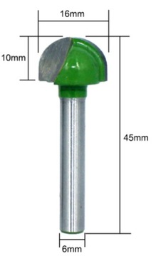 Frez Kulisty Półokrągły Kulowy 6mm x 16mm Węglik