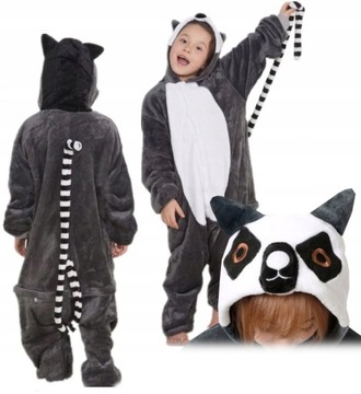 LEMUR PIŻAMA KIGURUMI ONESIE PRZEBRANIE 130 CH4A