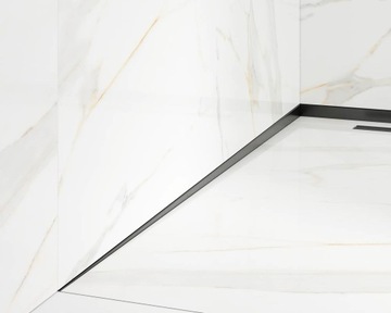 НАКЛОННАЯ ДУШЕВАЯ ПЛАНКА НА СТЕНЕ, ЧЕРНЫЙ МАТОВЫЙ, СЛЕВА, 100 см RAL 9005