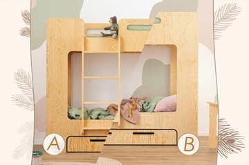 Piętrowe łóżko dziecięce szuflada - przechowywanie MIMI DL BIAŁE 90x160 EKO