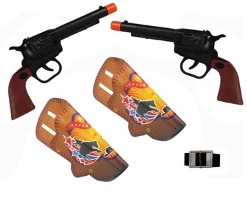 НАБОР КОВБОЙ 2 ПИСТОЛЕТА РЕВОЛЬВЕРЫ КОБУРА ПОЯС ШЕРИФ КОВБОЙ