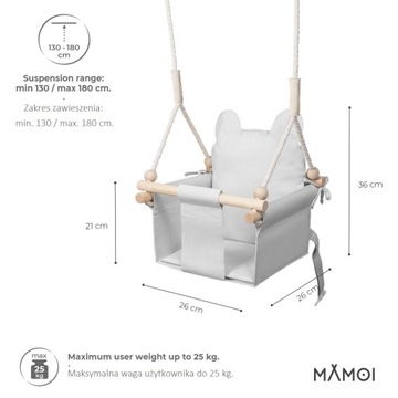 Детские качели MAMOI SCANDINAVIAN CORAL + РЕМНИ