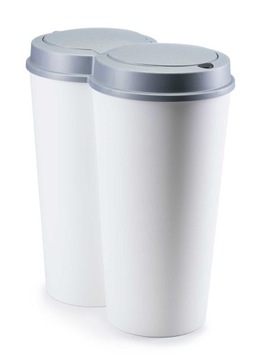 Kosz biurowy na śmieci Podwójny 50L do segregacji Łazienkowy 2 Komory 55cm